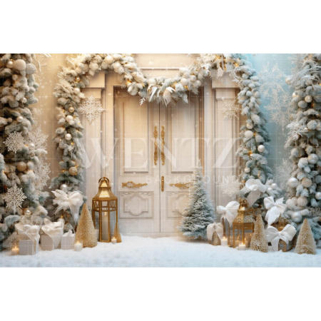 Fabric Photography Background Christmas Door / Backdrop 4093