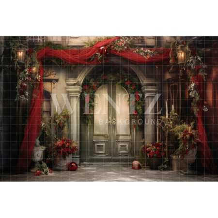 Fabric Photography Background Christmas House Front / Backdrop 4111