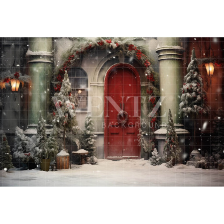 Fabric Photography Background Christmas House Front / Backdrop 4113
