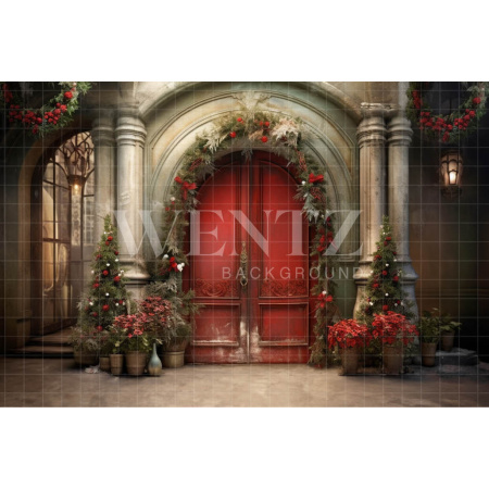 Fabric Photography Background Christmas House Front / Backdrop 4114
