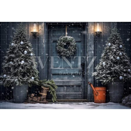 Fabric Photography Background Christmas Rustic Door / Backdrop 4122
