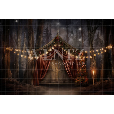 Fabric Photography Background Christmas Cabin / Backdrop 4136