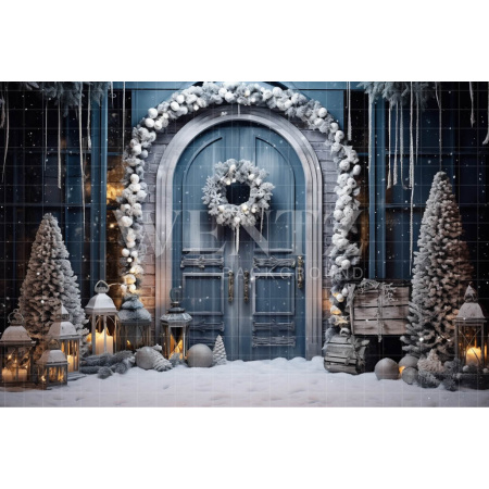 Fabric Photography Background Christmas House Front / Backdrop 4139