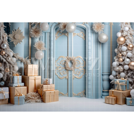 Fabric Photography Background Pastel Blue Christmas Set / Backdrop 4151
