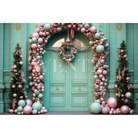 Fabric Photography Background Candy Color Christmas Door / Backdrop 4152