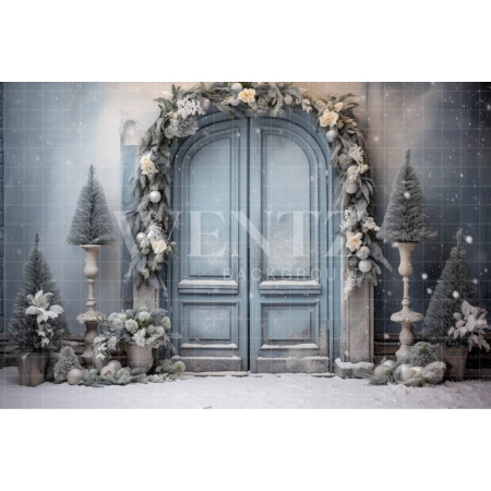 Fabric Photography Background Christmas Door / Backdrop 4169