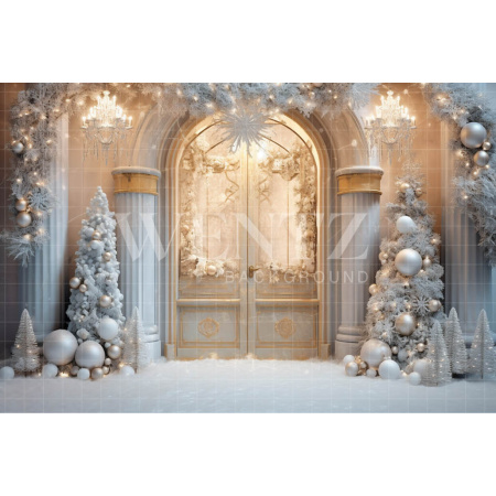 Fabric Photography Background Christmas Door / Backdrop 4170