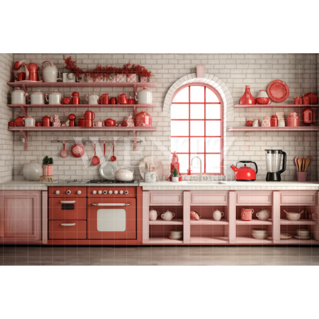 Fabric Photography Background Candy Christmas Kitchen / Backdrop 4184