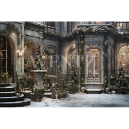Fabric Photography Background Christmas Facade / Backdrop 4188