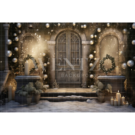 Fabric Photography Background Christmas House Front / Backdrop 4189