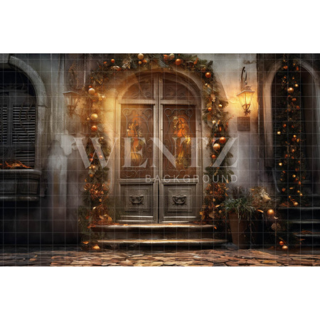 Fabric Photography Background Christmas House Front / Backdrop 4191