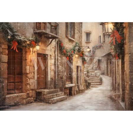 Fabric Photography Background Christmas Village / Backdrop 4194