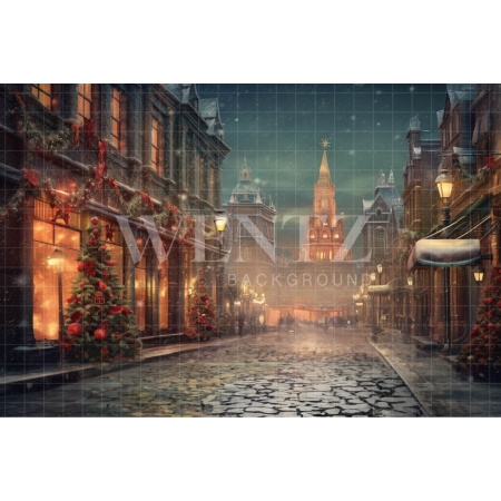 Fabric Photography Background Christmas Village / Backdrop 4205