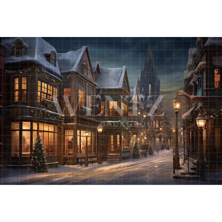 Fabric Photography Background Christmas Village / Backdrop 4207