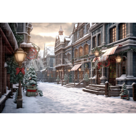 Fabric Photography Background Christmas Village / Backdrop 4216