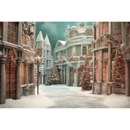 Fabric Photography Background Christmas Village / Backdrop 4218