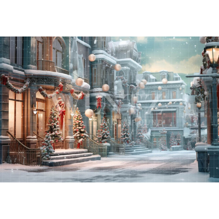Fabric Photography Background Christmas Village / Backdrop 4219