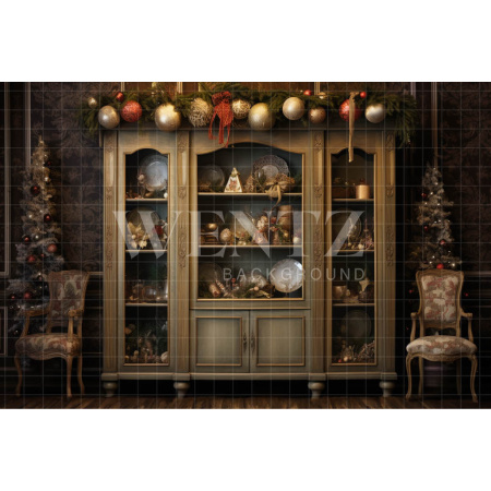 Fabric Photography Background Christmas Cabinet / Backdrop 4223