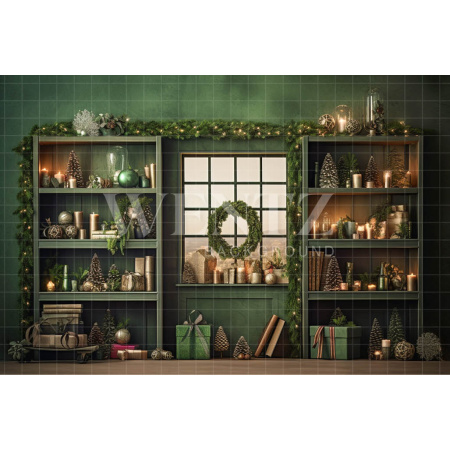 Fabric Photography Background Green Christmas Set / Backdrop 4235