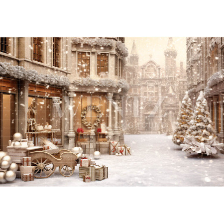 Fabric Photography Background Christmas Village / Backdrop 4236