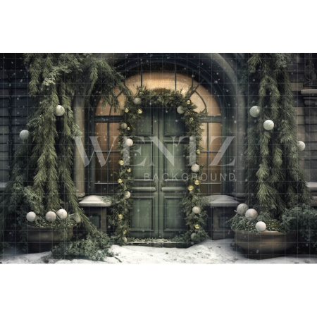 Fabric Photography Background Christmas House Front / Backdrop 4238