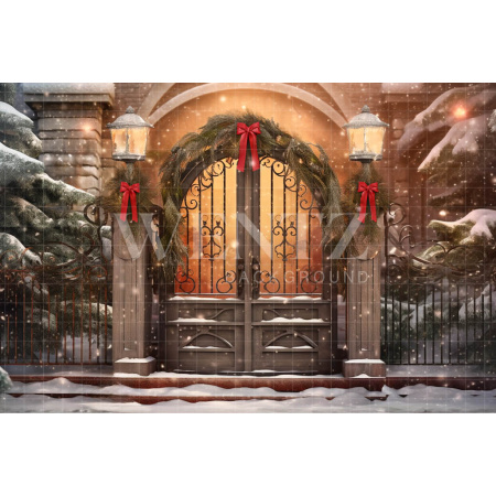 Fabric Photography Background Christmas House Front / Backdrop 4239
