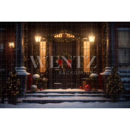 Fabric Photography Background Christmas Door / Backdrop 4274