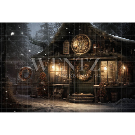 Fabric Photography Background Christmas Cottage / Backdrop 4280