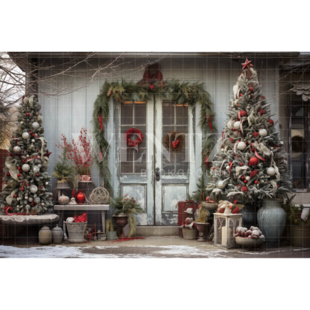 Fabric Photography Background Christmas Door / Backdrop 4350