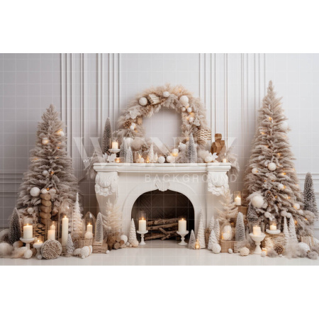 Fabric Photography Background Christmas Set with Fireplace / Backdrop 4447