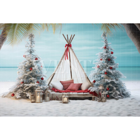 Fabric Photography Background Tropical Christmas / Backdrop 4486