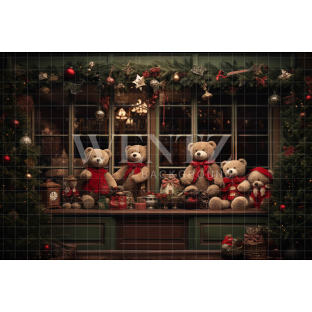 Fabric Photography Background Christmas Set with Teddy Bear / Backdrop 4501