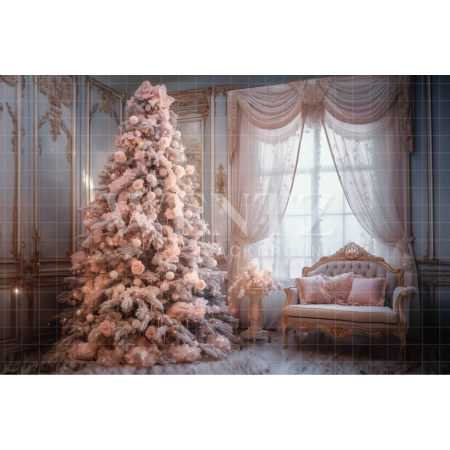 Fabric Photography Background Baby Pink Christmas Room / Backdrop 4617