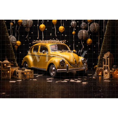 Fabric Photography Background Yellow Car / Backdrop 4817