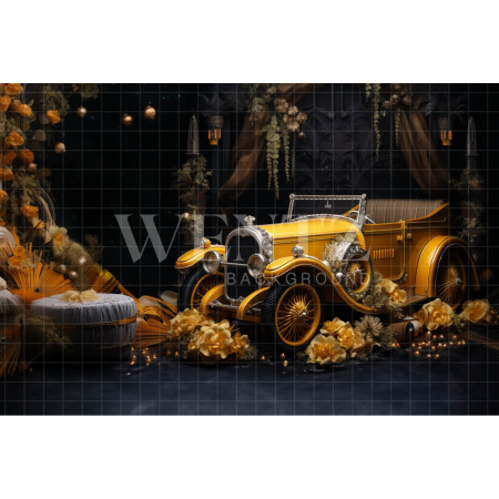 Fabric Photography Background Yellow Car / Backdrop 4818