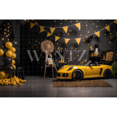Fabric Photography Background Yellow Car / Backdrop 4832