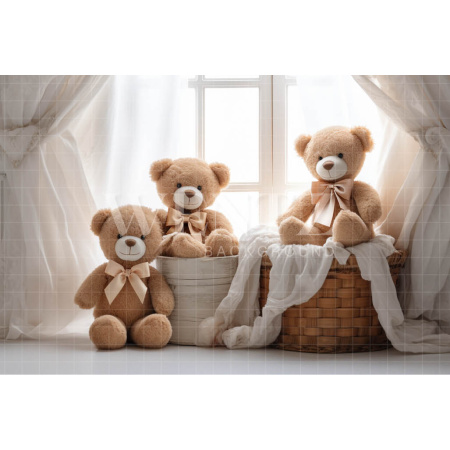 Fabric Photography Background Set with Bears / Backdrop 4845