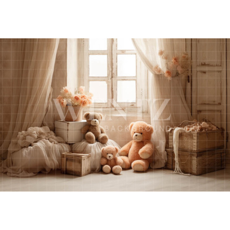 Fabric Photography Background Set with Bears / Backdrop 4846