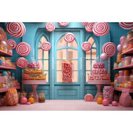 Fabric Photography Background Candy Shop / Backdrop 4848