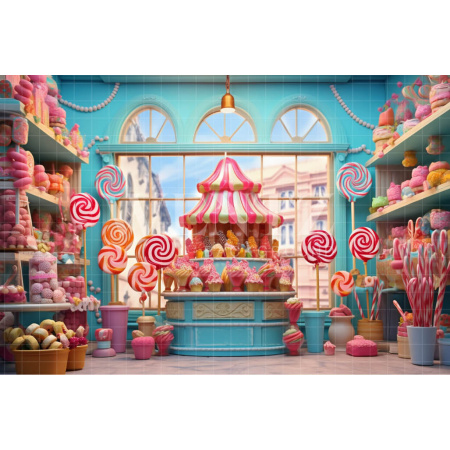 Fabric Photography Background Candy Shop / Backdrop 4849