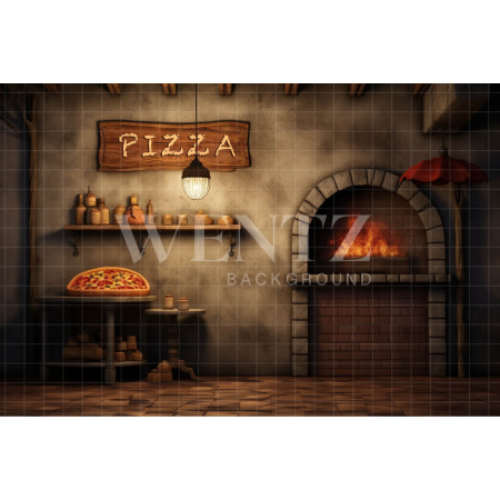 Fabric Photography Background Pizzeria / Backdrop 4859