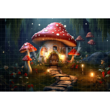 Fabric Photography Background Mushroom House / Backdrop 4865