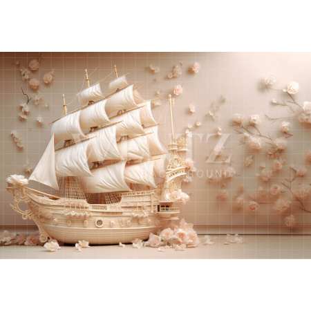 Fabric Photography Background Floral Ship / Backdrop 4904