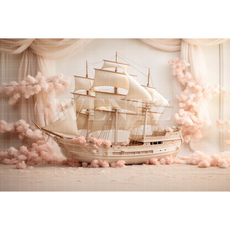 Fabric Photography Background Floral Ship / Backdrop 4905