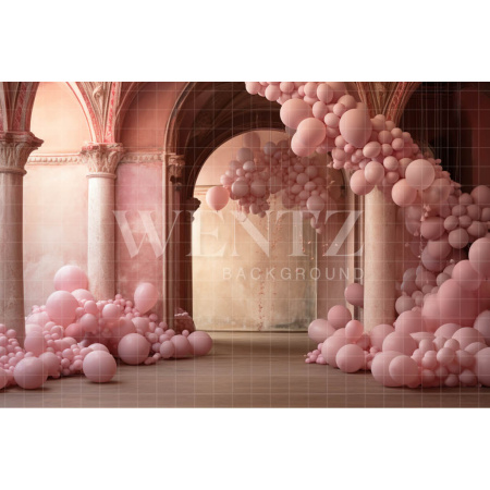 Fabric Photography Background Set with Pink Balloons / Backdrop 4920