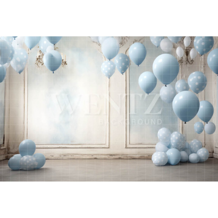 Fabric Photography Background White and Blue Balloons / Backdrop 4923