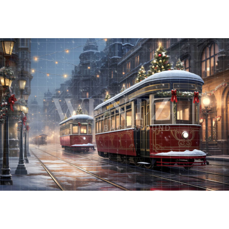Photographic Background in Fabric Christmas Tram / Backdrop 5076