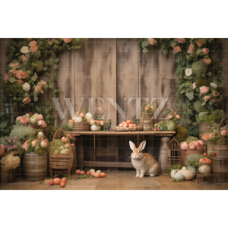 Fabric Photography Background Easter Scenery with Flowers 5248