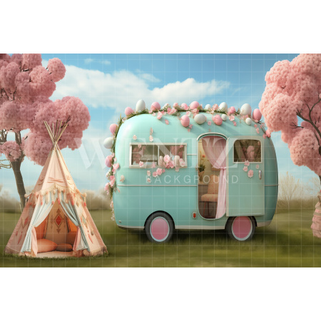 Fabric Photography Background Easter Trailer / Backdrop 5289
