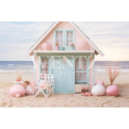 Fabric Photography Background Easter House / Backdrop 5367